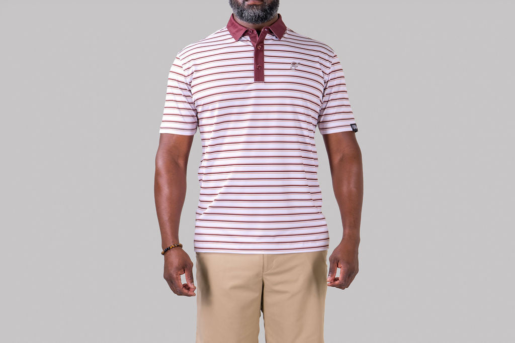 Fairway Stripe Polo (Maroon)